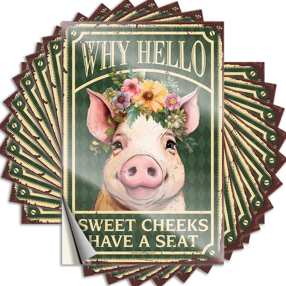 Stickers Cheap Vinyl Decals, Grunge Waterproof Garage Stickers for Water Bottle | Pig Wall Decor Why Hello Sweet Cheeks Have A Seat Perfect for Sports Laptop Decor(12X18CM)