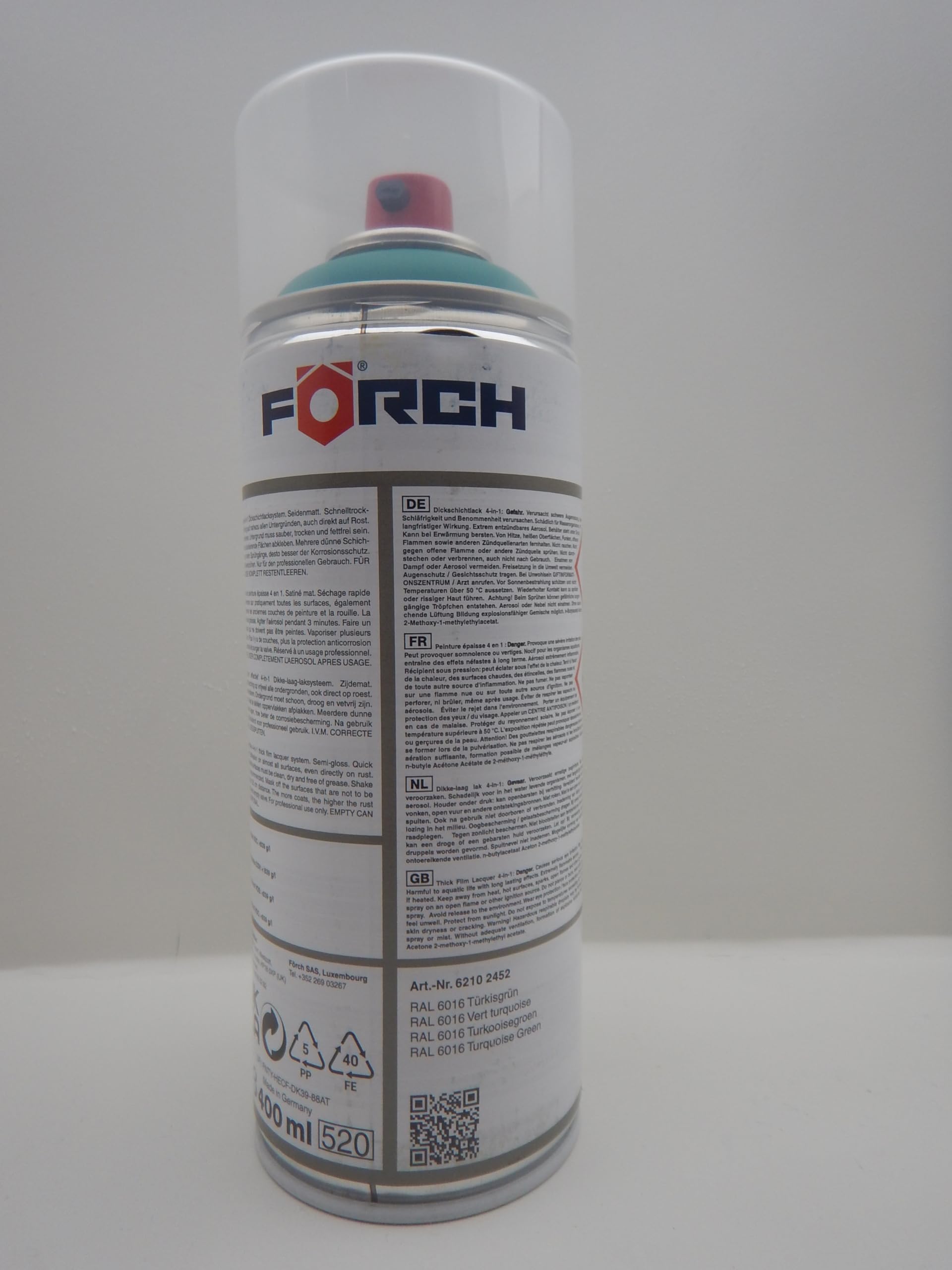 Förch 6x 4 in 1 RAL 6016 TÜRKISGRÜN GRÜN DICKSCHICHTLACK LACK SPRAY SPRAYDOSE 400ML