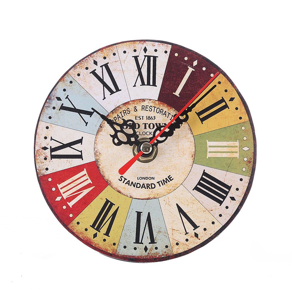 Exteren Vintage Style Non-Ticking Silent Antique Wood Wall Clock for Home Kitchen Office Hall Decor (H)