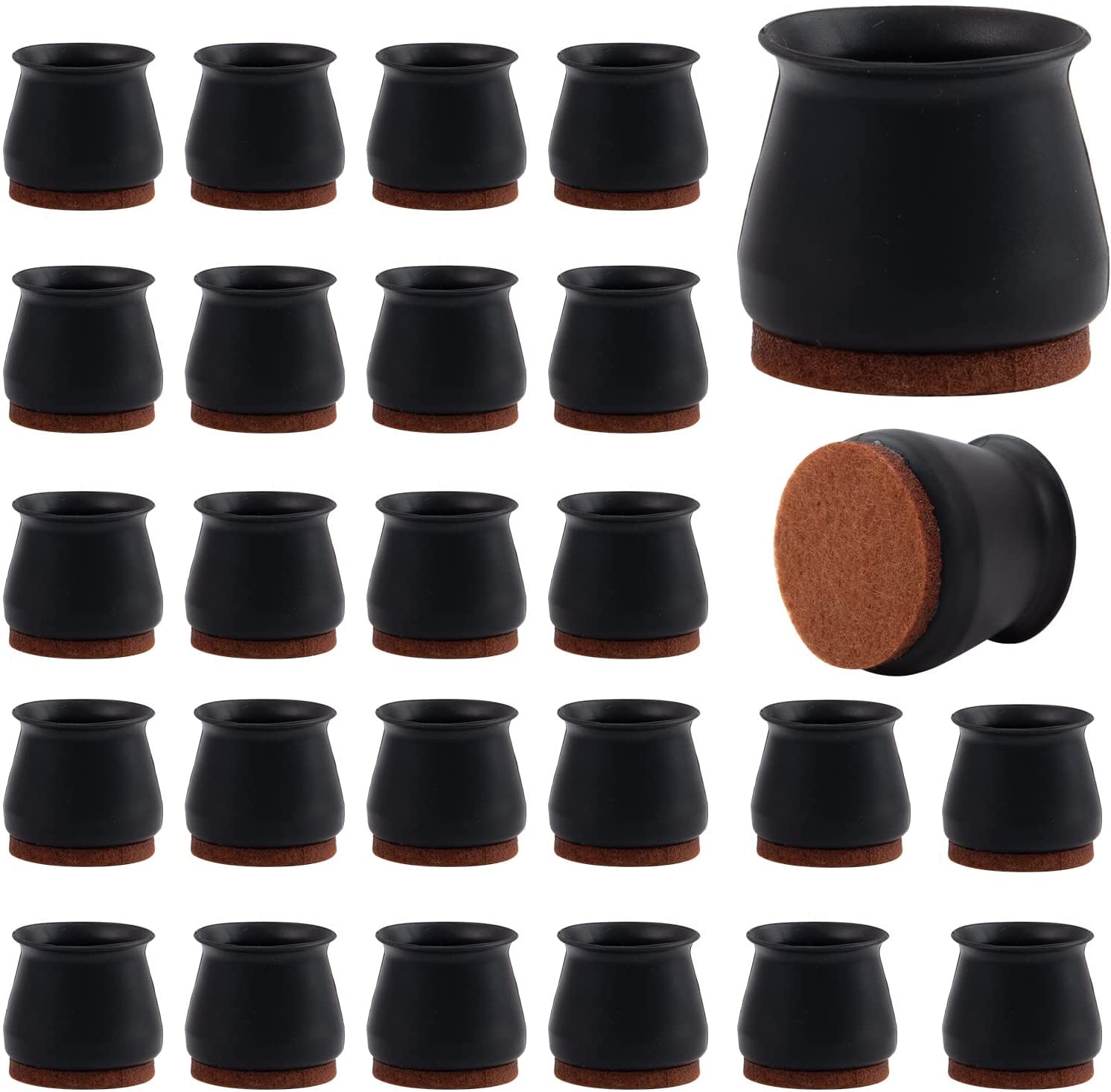 Luksuriøst Upgraded Chair Leg Caps, 24 Pcs Silicone Chair Leg Covers with Felt Bottom for Mute, Furniture Silicone Protection Covers for Legs to Prevent Hardwood Floors Scratches