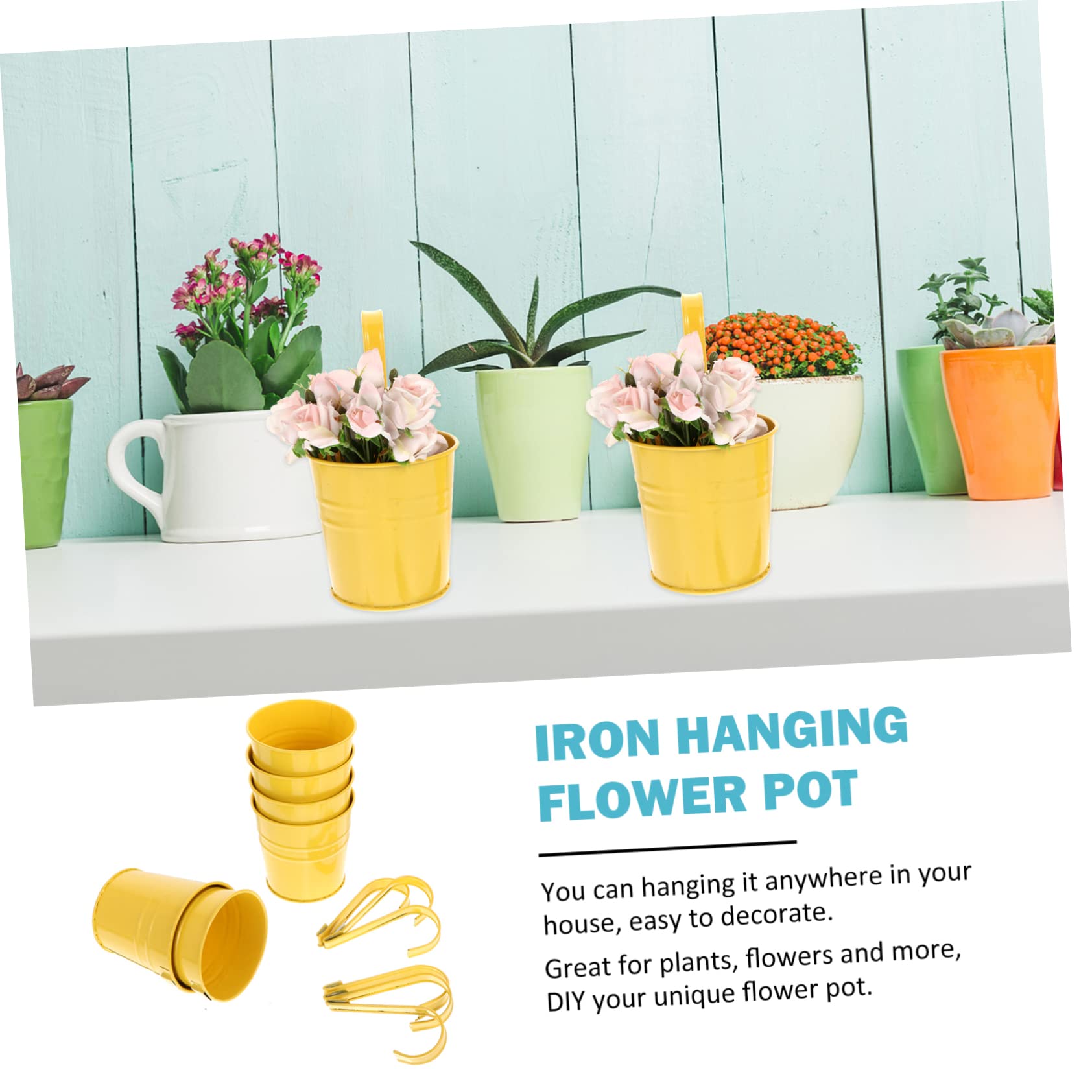 6stücke Teiliges Blumentopf Mit Entwässerungslöchern Hängende Pflanztöpfe Für Balkonzaun Und Garten Robuste Eisen Eimer Pflanzgefäße Zur Dekoration Von Außen Innenbereichen