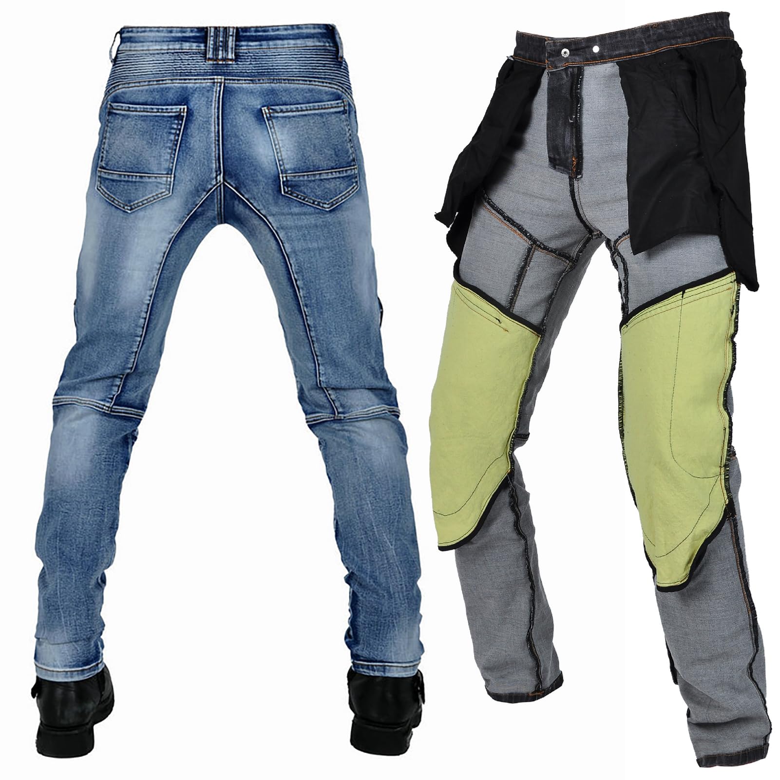 Motorradjeans Herren mit Aramid & Protektoren - Stretch Motorradhose Herren Abriebfest - Biker Jeans inkl. Knie- und Hüftschutz (Herausnehmbar) - Atmungsaktiv