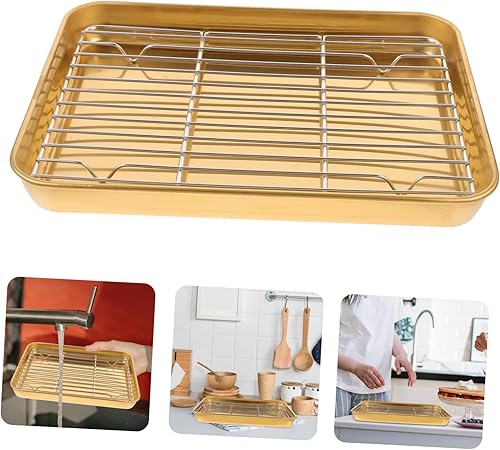 Miniatura 9 de Zerodeko 1 Unidades de Acero Inoxidable Utensilios para hornear Lasaña Rack Pan Sushi Placa de Acero Inoxidable Tostadora Pavo Asado Bandeja