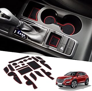 BIXUAN Compatible with Hyundai Tucson TL Tucson 2 Gen 2015-2020 Non-Slip Mats Centre Console Armrest Rubber Mats Drink Holder Mat Non-Slip Door Seam Mats Door Slot Mat