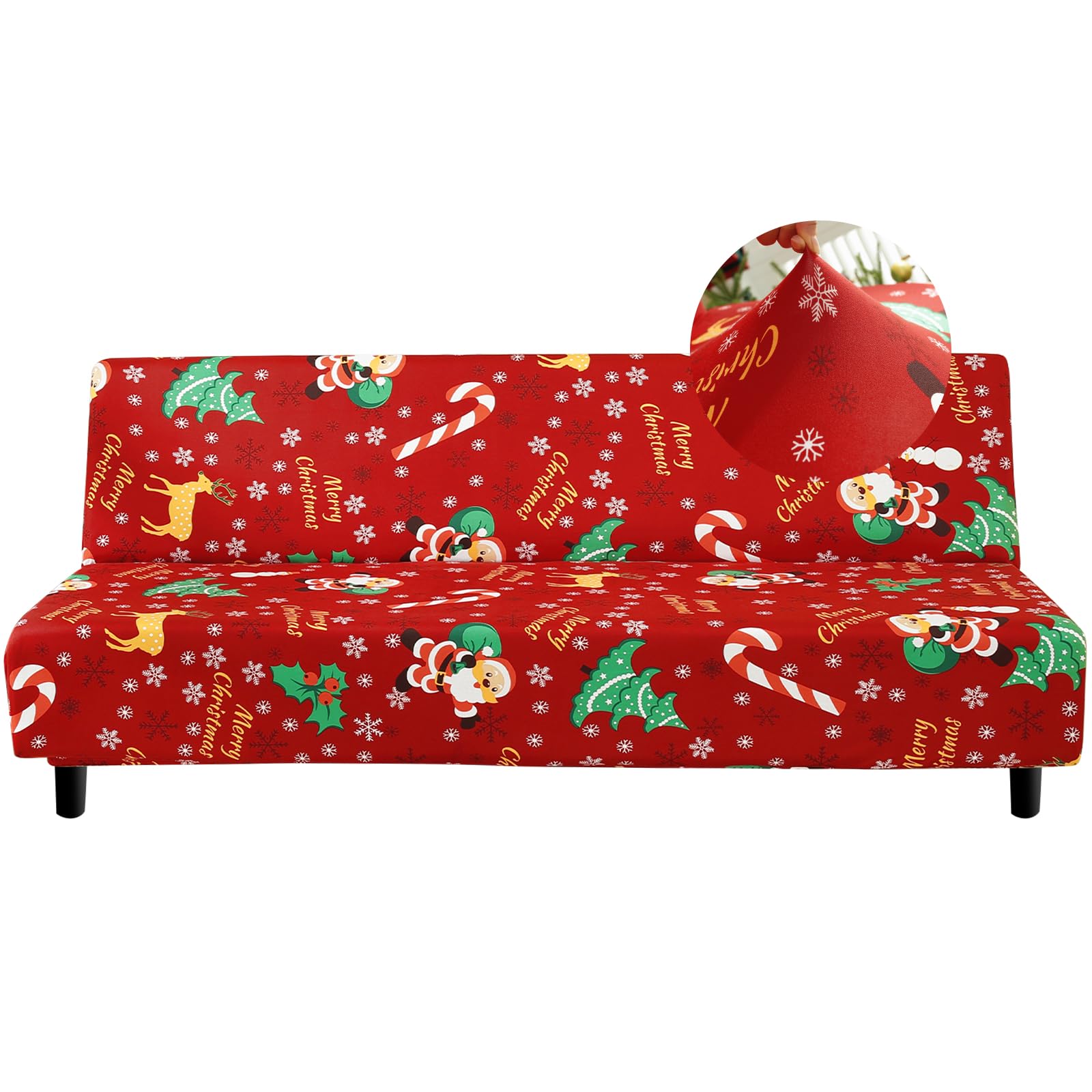 Jaotto, Copridivano senza braccioli a 2/3 posti, in tessuto jacquard, elasticizzato, impermeabile, lavabile, per divano pieghevole clic clac, senza braccioli, colore rosso Santa