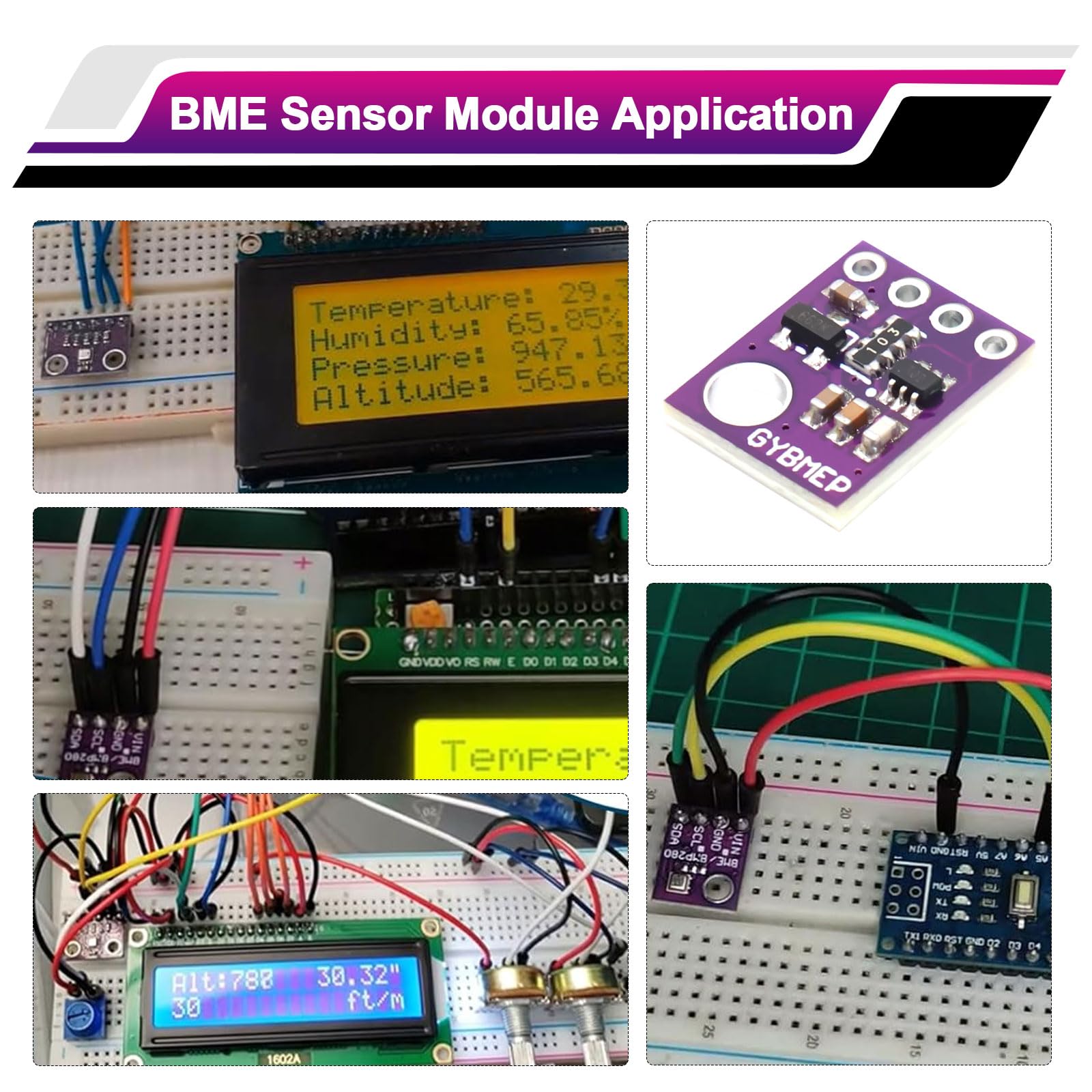 BME-280 Barometrischer Sensor für Temperatur, Luftfeuchtigkeit und Luftdruck,BME Feuchtigkeitssensor 5V Modul IIC I2C Kompatibel mit Arduino und Ras-pberry Pi（3 Stück）