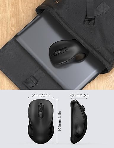 Miniatura 5 de Trueque Mouse inalámbrico para laptop, mouse ergonómico de computadora de 2.4 GHz con botones hacia atrás y hacia adelante, 3 niveles de DPI