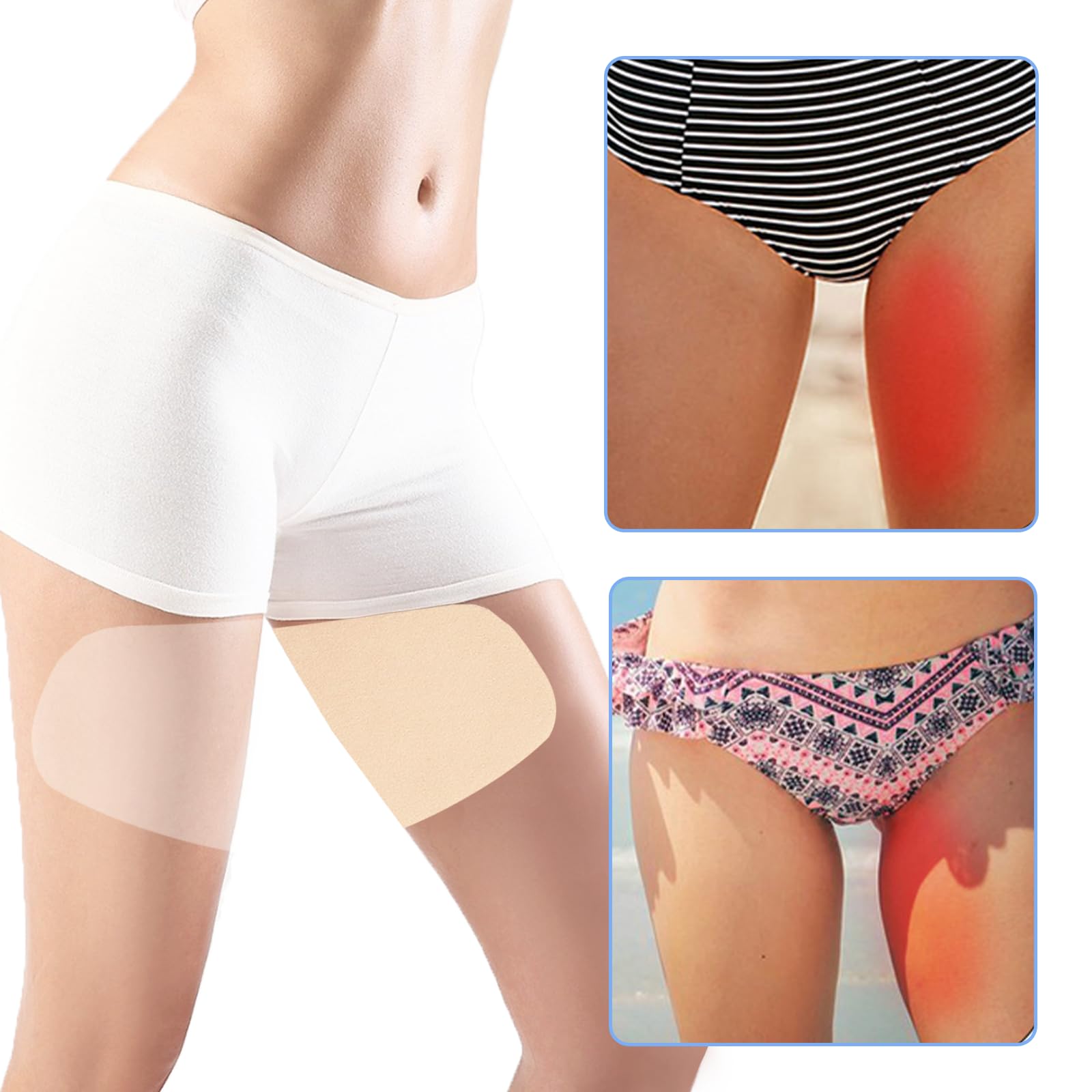 Lot de 12 protège-cuisses anti-frottements, ruban adhésif imperméable transparent pour prévention des frottements, 2 couleurs, peau 6 + transparent 6, 12 pièces