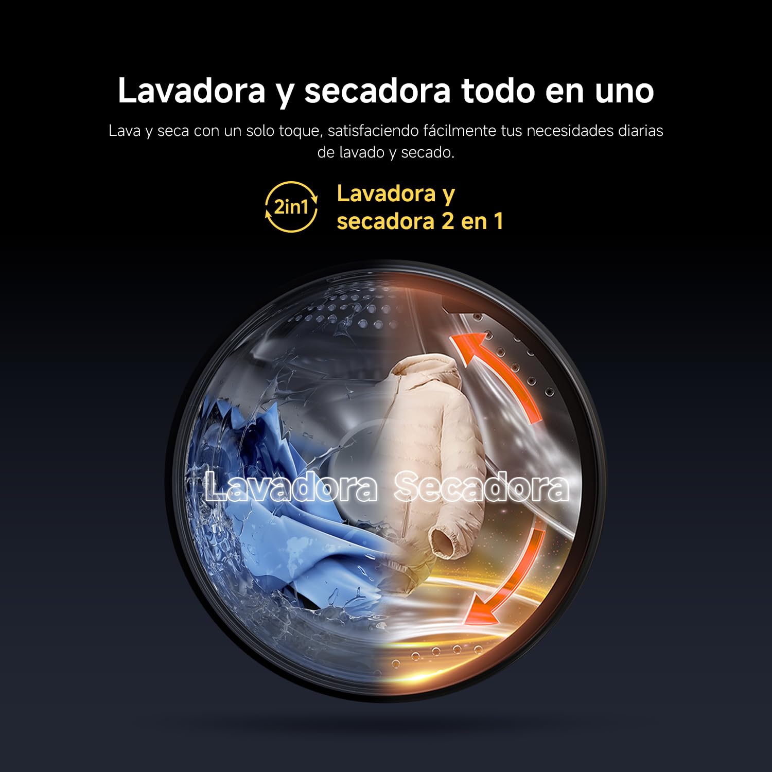 Xiaomi Mijia Front Load Washer Dryer Pro 9 kg Lavado / 6 kg Secado, A-25% | Doble autodosificación, Lavado ultrarrápido, Refresco e higiene con vapor, Control inteligente, Eficiencia de lavado A-25 %