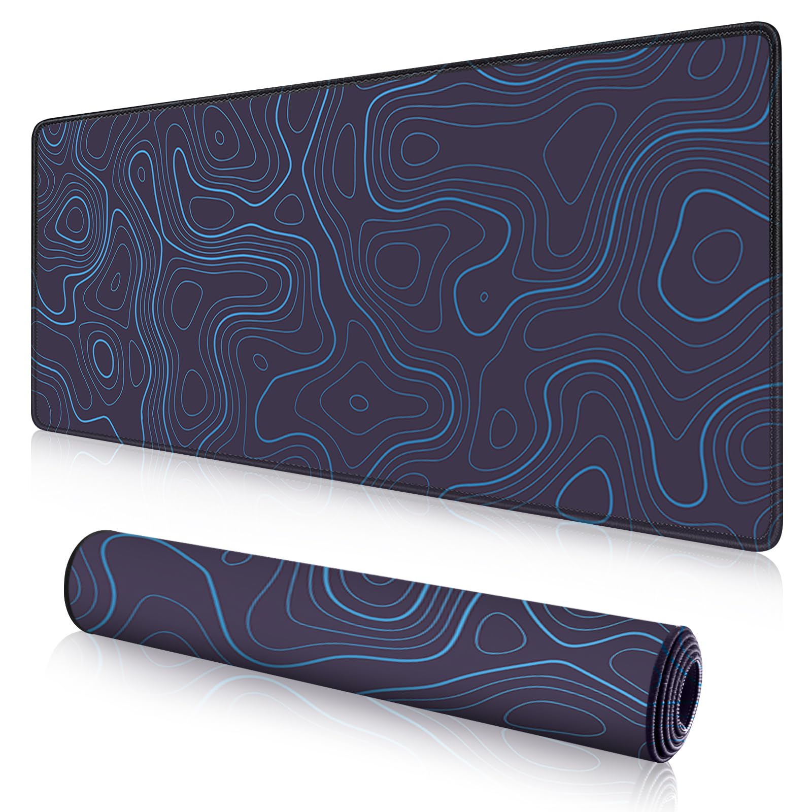 Golivn Large Mouse Pad 800x300mm Gaming Mouse Pad, Non-Slip Rubber Base Office Mouse Pad Desk Mat,Smooth Surface Keyboard Mouse Pads for Computers,Blue