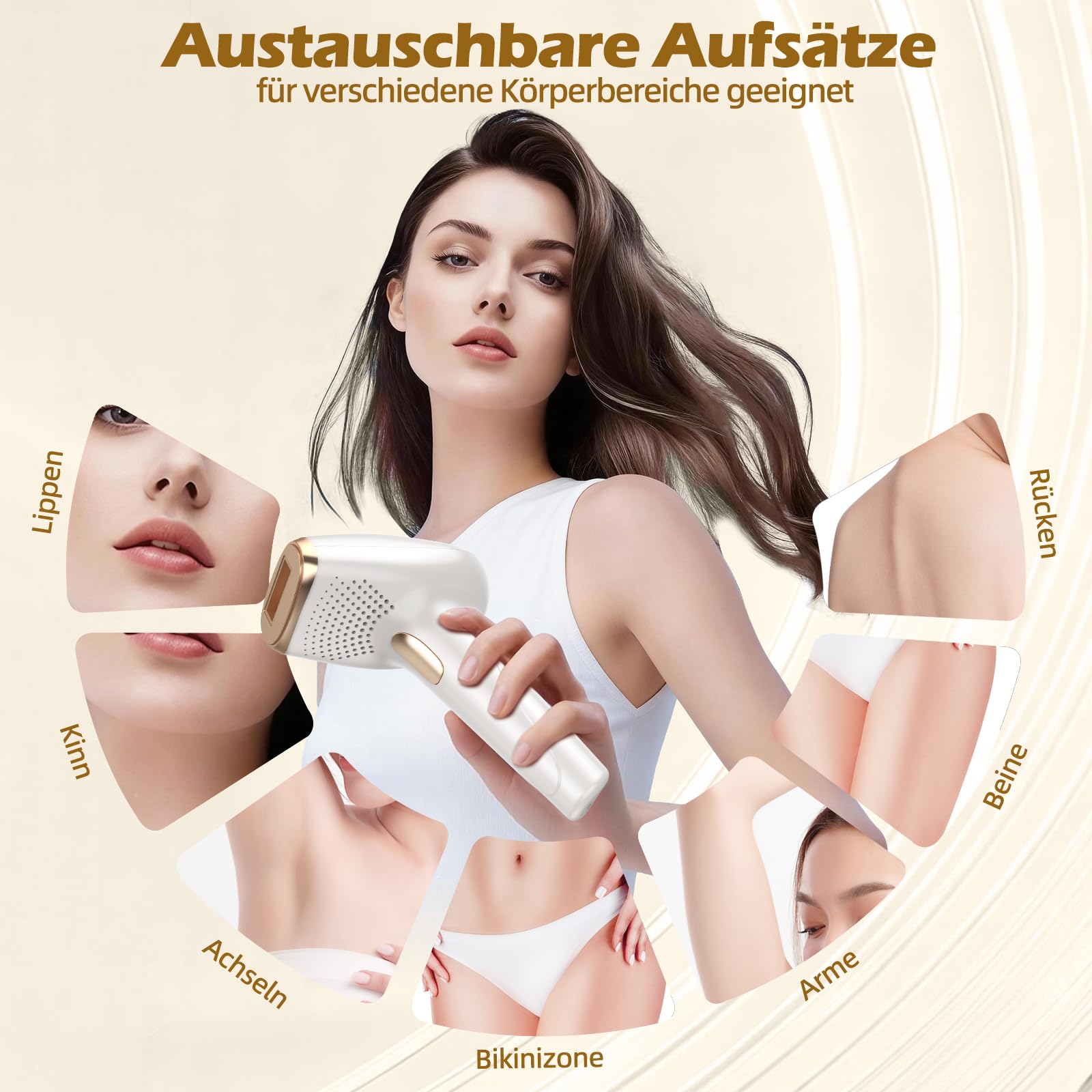 IPL Geräte Haarentfernung Laser Hair Removal mit Kühlfunktion, Epilierer für Gesicht, Arme, Achseln, Bikinizone, Intimbereich