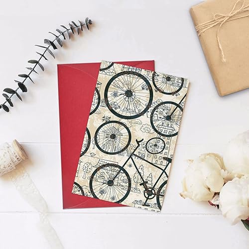 Miniatura 8 de Tarjetas de felicitación de impresión de bicicletas Tarjetas de notas en blanco con sobres para todas las ocasiones cumpleaños, boda