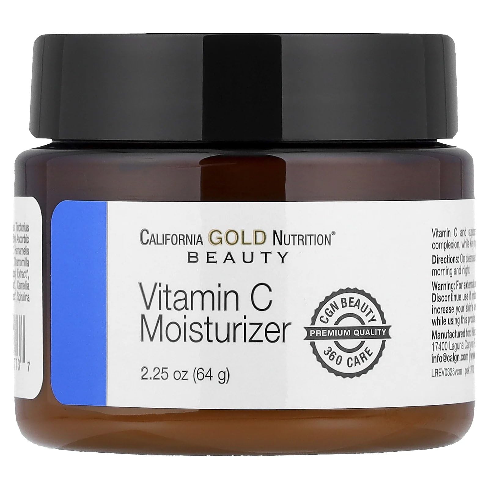 California Gold Nutrition Vitamin C Moisturizer, Enhanced Brightening Lightweight Cream, 2.25 oz (64 g)