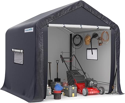 Quictent Refugio de almacenamiento resistente de 6 x 6 pies, refugio de garaje portátil para muebles de patio, cortacésped y almacenamiento de