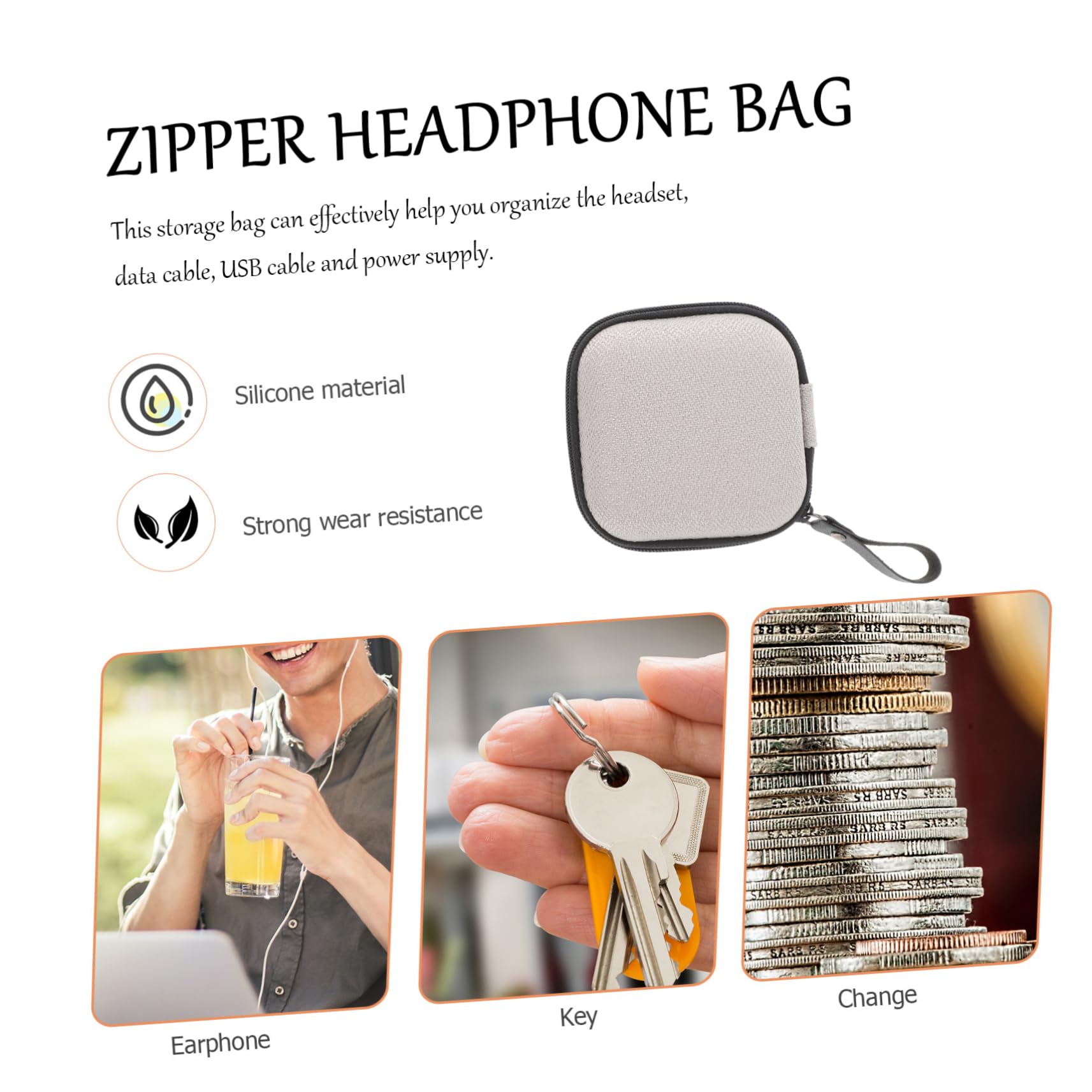Gatuida 10 Piezas Bolsa De Almacenamiento para Auriculares Bolsas De Almacenamiento con Cremallera Búsqueda 2 Caso Soporte para Auriculares Búsqueda 1 Material Compuesto Minibolso USB
