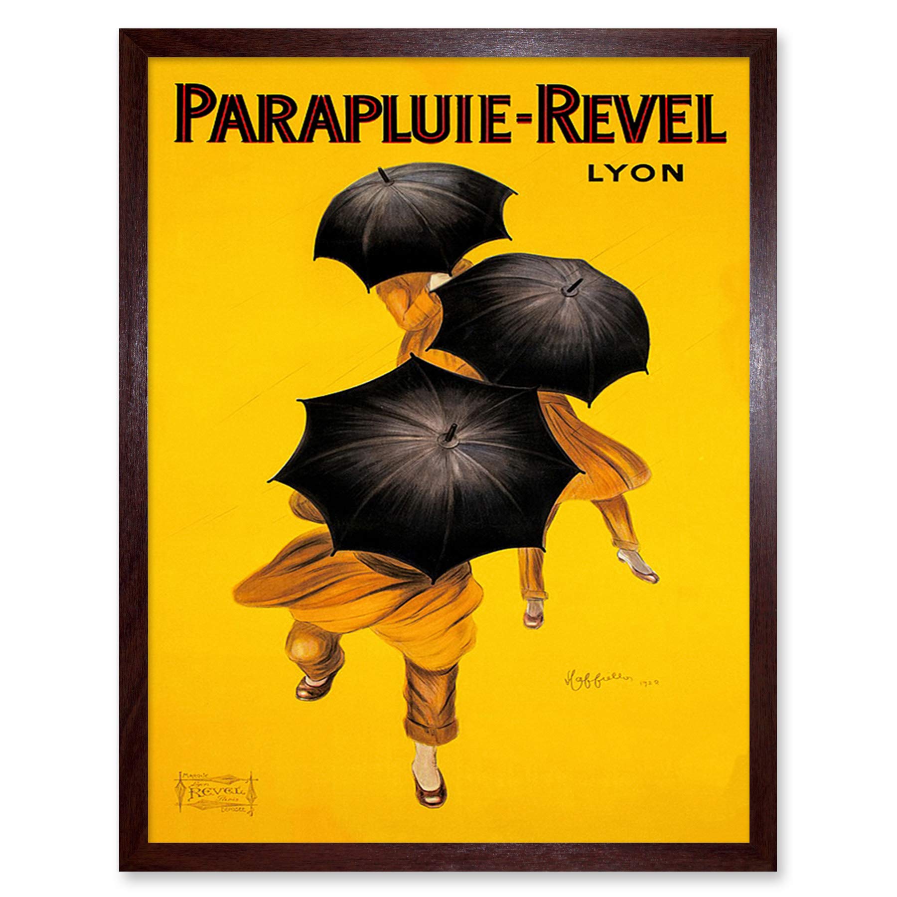 Wee Blue Coo Parapluie Revel Umbrella Rain Lyon France Art Print Framed Poster Wall Decor 12x16 inch