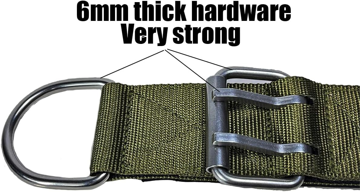Heavy Duty Dog Collar for Large Dogs, Tactical Military Training Dog Collar with Handle,Thick Strong and Durable (17''-22'', Army Green)