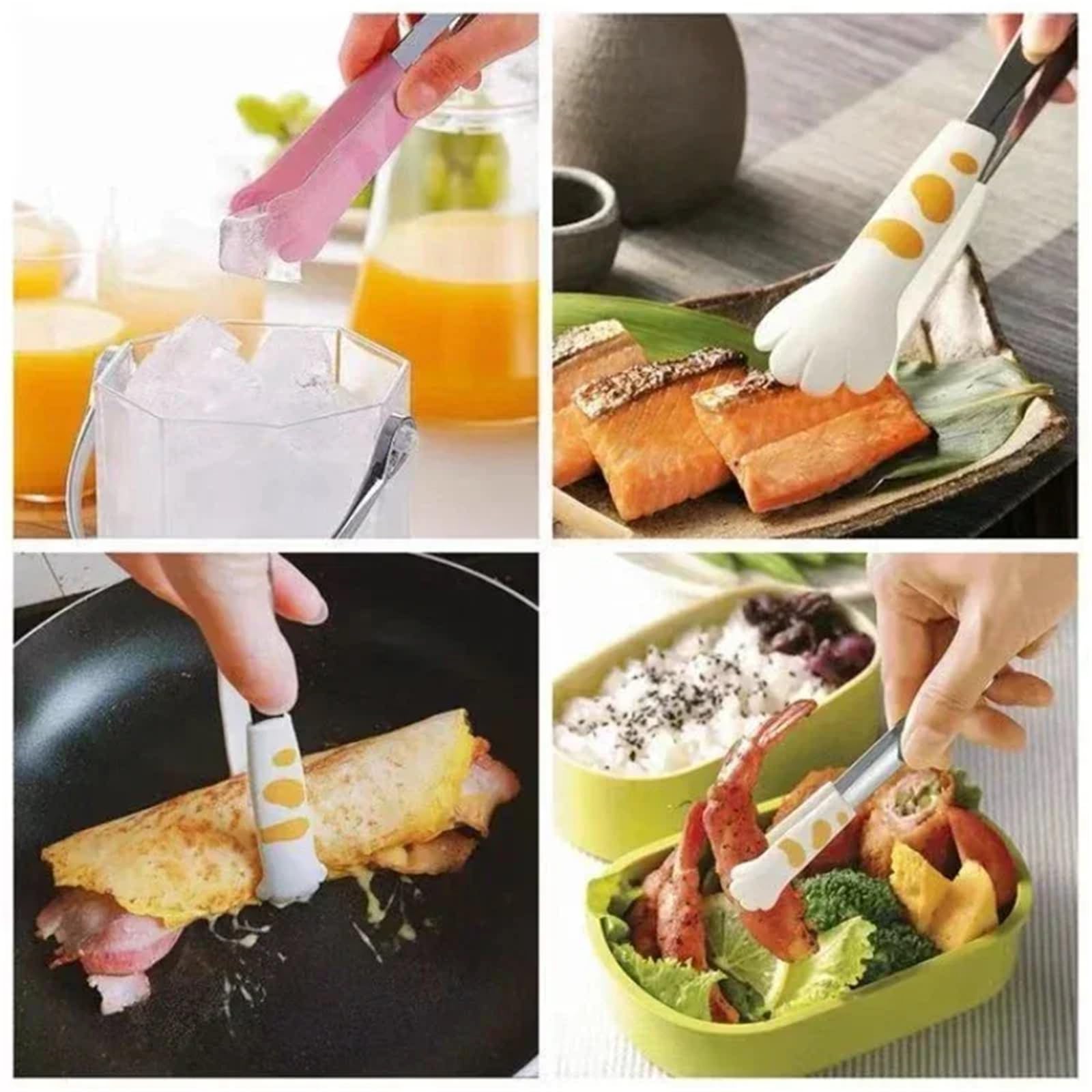 Pinces de cuisine, Pince de cuisine en acier inoxydable multicolore 12-23,4 cm(Pink,M 18.2cm)