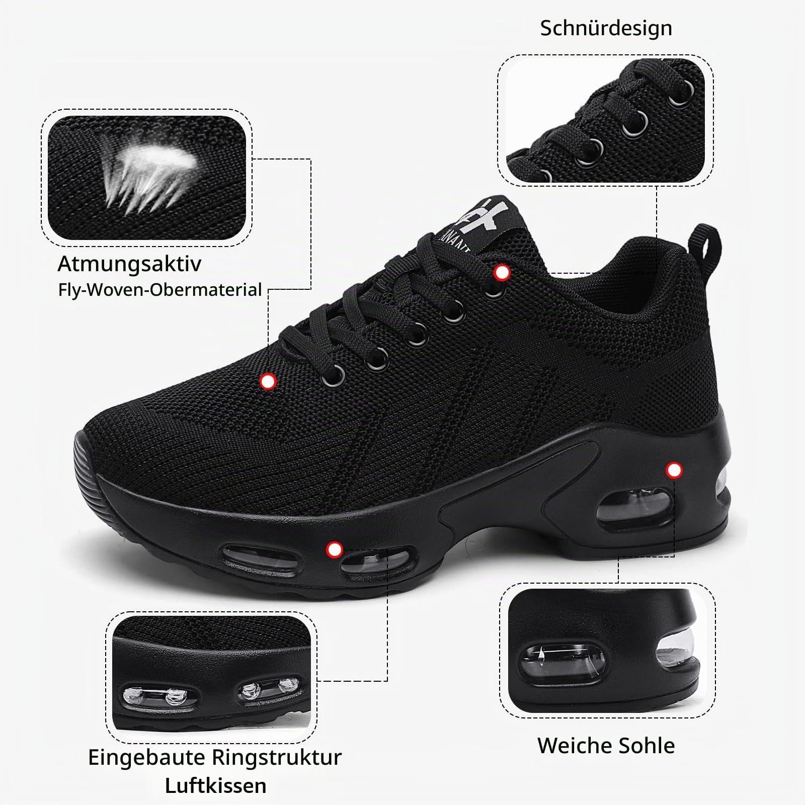 Laufschuhe Damen Turnschuhe Orthopädische Walkingschuhe Atmungsaktives Joggingschuhe Sneaker Leichte rutschfestmit Luftpolster Sneaker Straßenlaufschuhe Gym Women Running Shoes