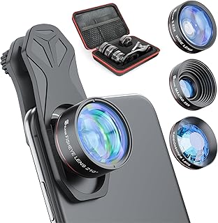 Selvim Phone Camera Lens Phone Lens Kit 4 in 1 (New), 25X Macro Lenses, 235° Fisheye Lens,Kaleidoscope Lens,0.62X Wide Angle Lens, Compatible with iPhone 13 12 11 10 8 7 6 Plus X XS XR Samsung Pixel