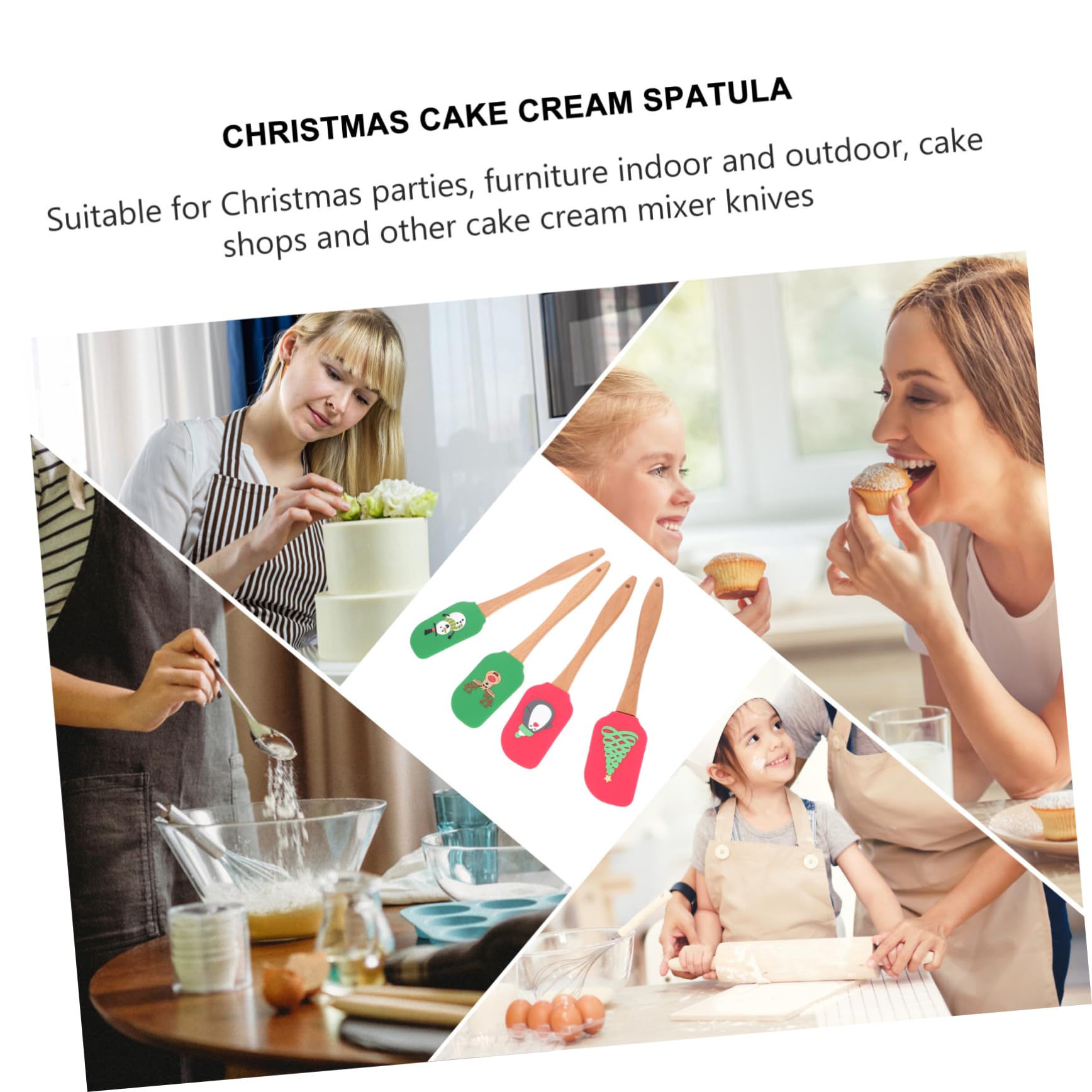 NOLITOY 4stücke Silikonspatel mit Gebäckspatel und Sahnespatel für Backen und Kochen Hitzebeständig und Flexibel zum Mischen und Formen von Desserts und Kuchen Zufällige Farbe