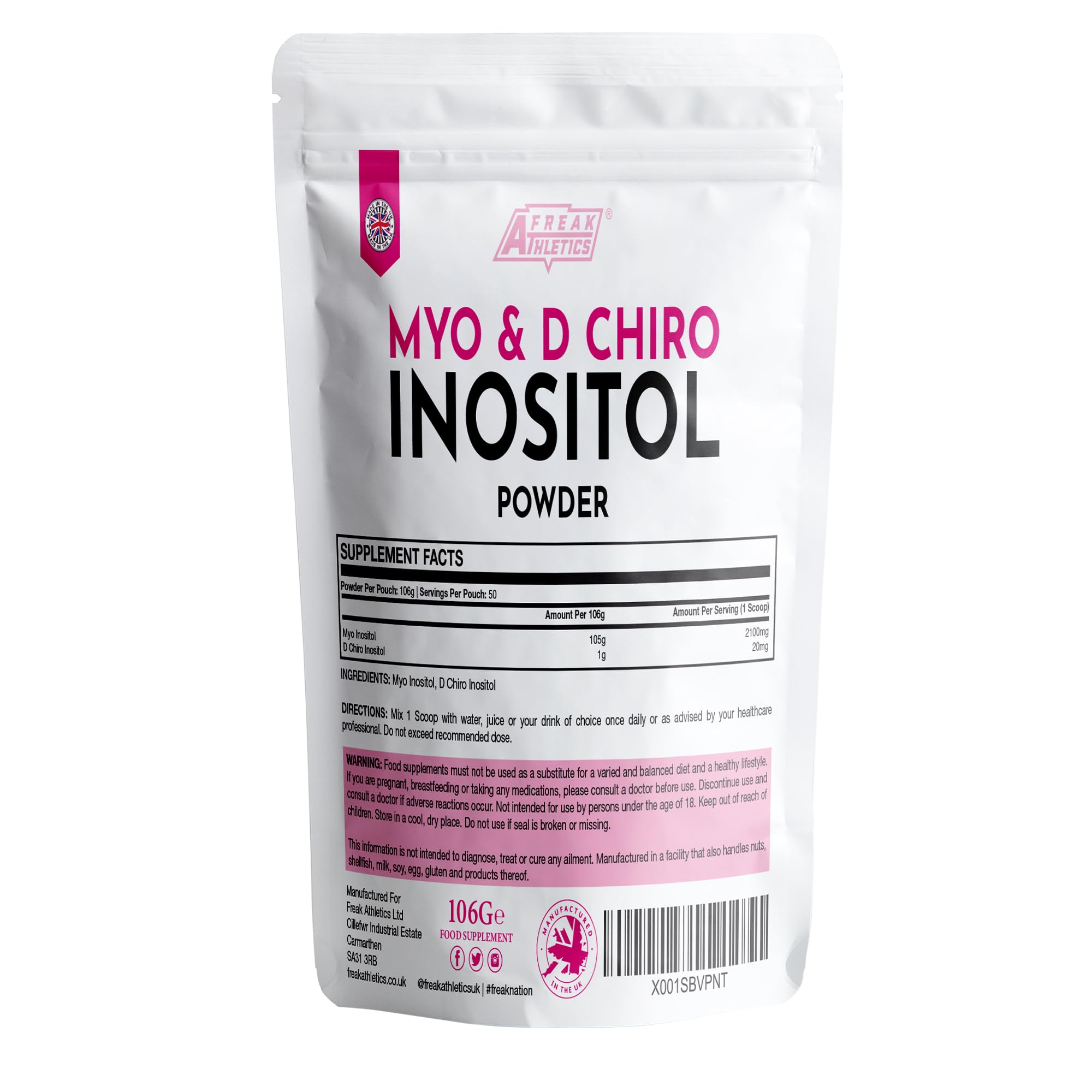 Myo & D Chiro Inositol Powder 106g - Supports Women with PCOS - Promotes Hormonal Balance & Normal Ovarian Function
