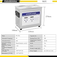 Vista 3 de 6L profesional de acero inoxidable multifuncional limpiador ultrasónico anteojos Limpiador de la joyería digital Grado Comercial