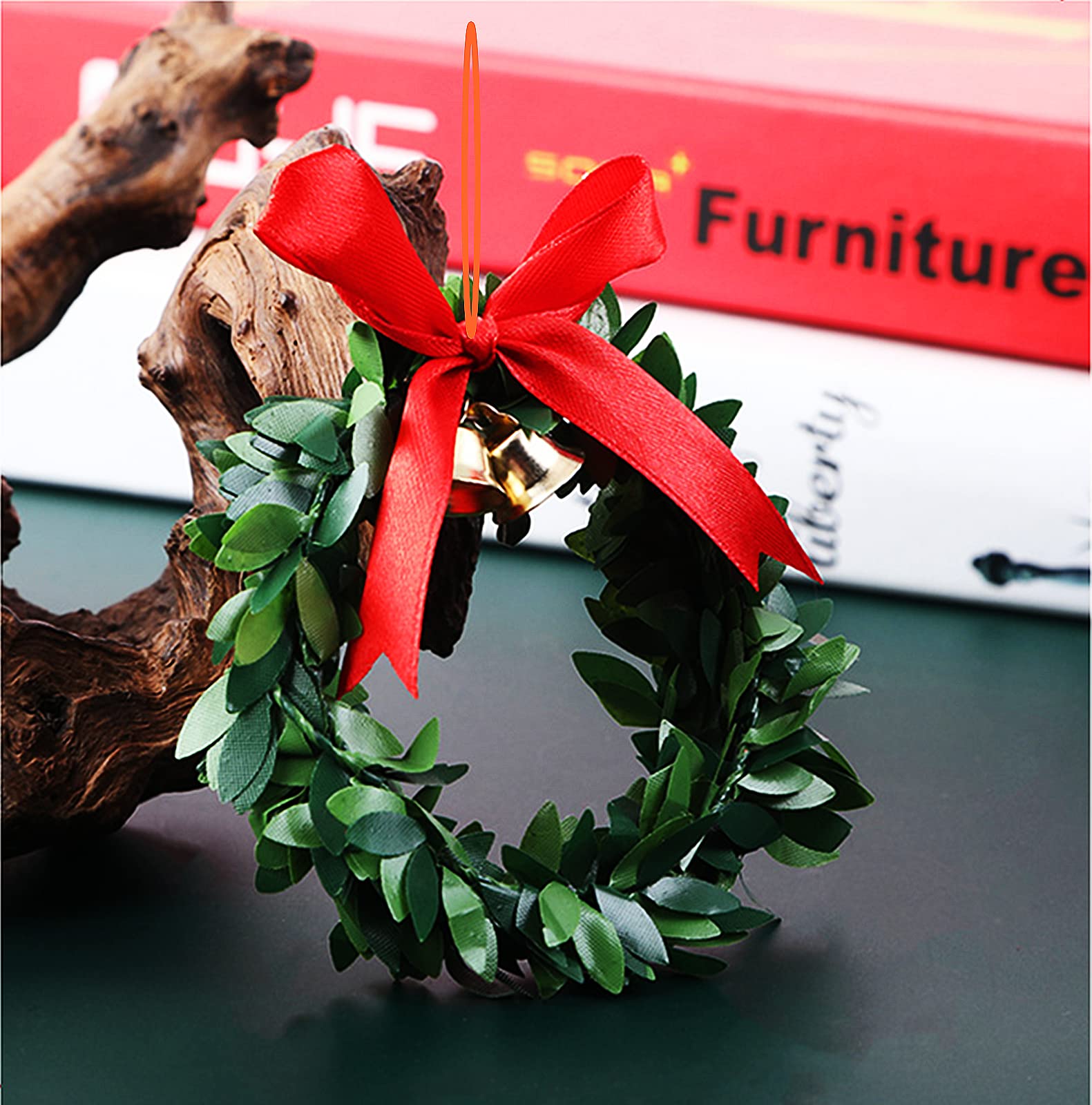 Couronne De Noël Artificielle Avec Cloches, Couronne De Noël Artificielle à Suspendre Au Mur Pour Porte D'entrée, Décoration De Vacances D'hiver (55 Cm