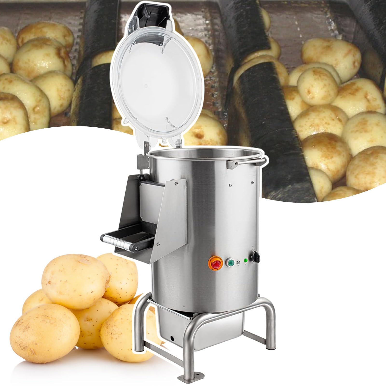 Wasch- Und SchäLmaschine FüR Obst Und GemüSe, Leistung: 70–100 Kg/Stunde, 3 Minuten Schnelles SchäLen, FüR Radieschen/SüßKartoffeln/Ingwer/Kartoffeln,220V