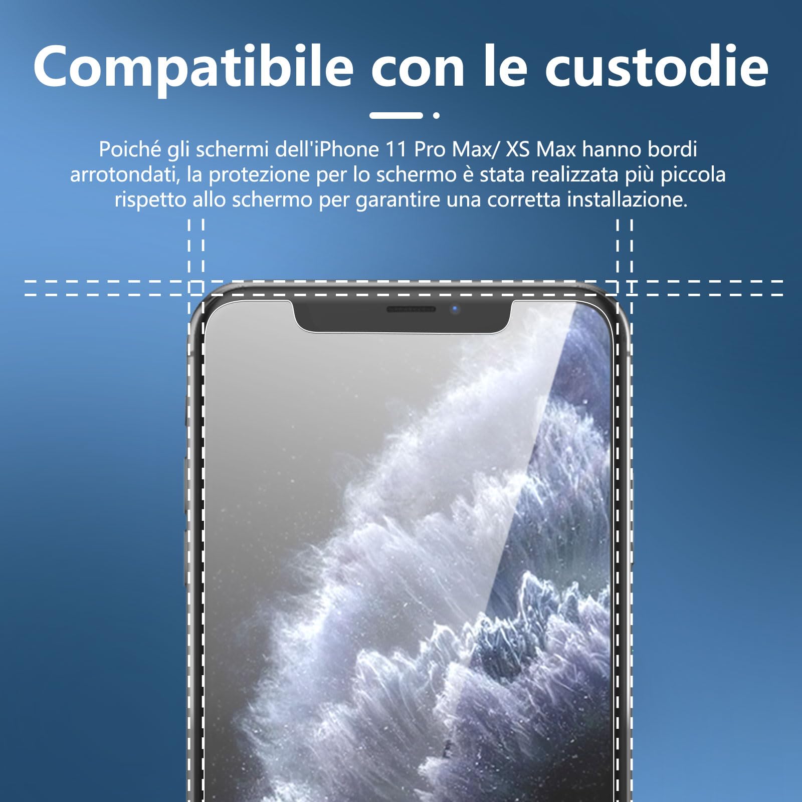 NEW'C 3 Pezzi, Vetro Temperato per iPhone 11 Pro Max e iPhone XS Max (6,5 Pollici), Pellicola Prottetiva Anti Graffio, Anti-Impronte, Durezza 9H, 0,33mm Ultra Trasparente, Resistente
