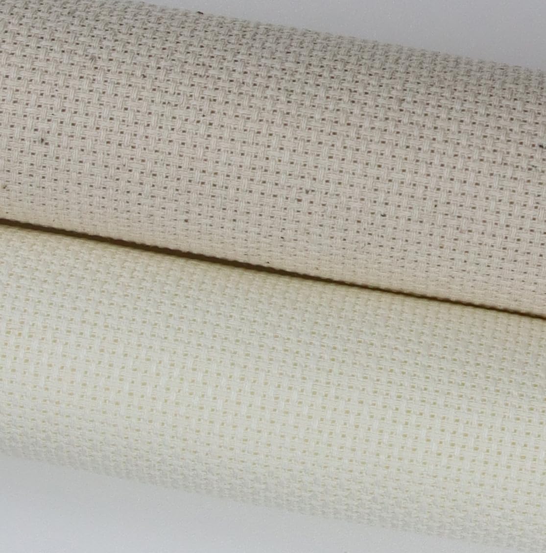 KCS 2 pc of 15" x 18"(38cmx45cm) Counted Cross Stitch Cotton Aida Cloth Needlework Fabric Box (Antique White+Oatmeal, 16CT)