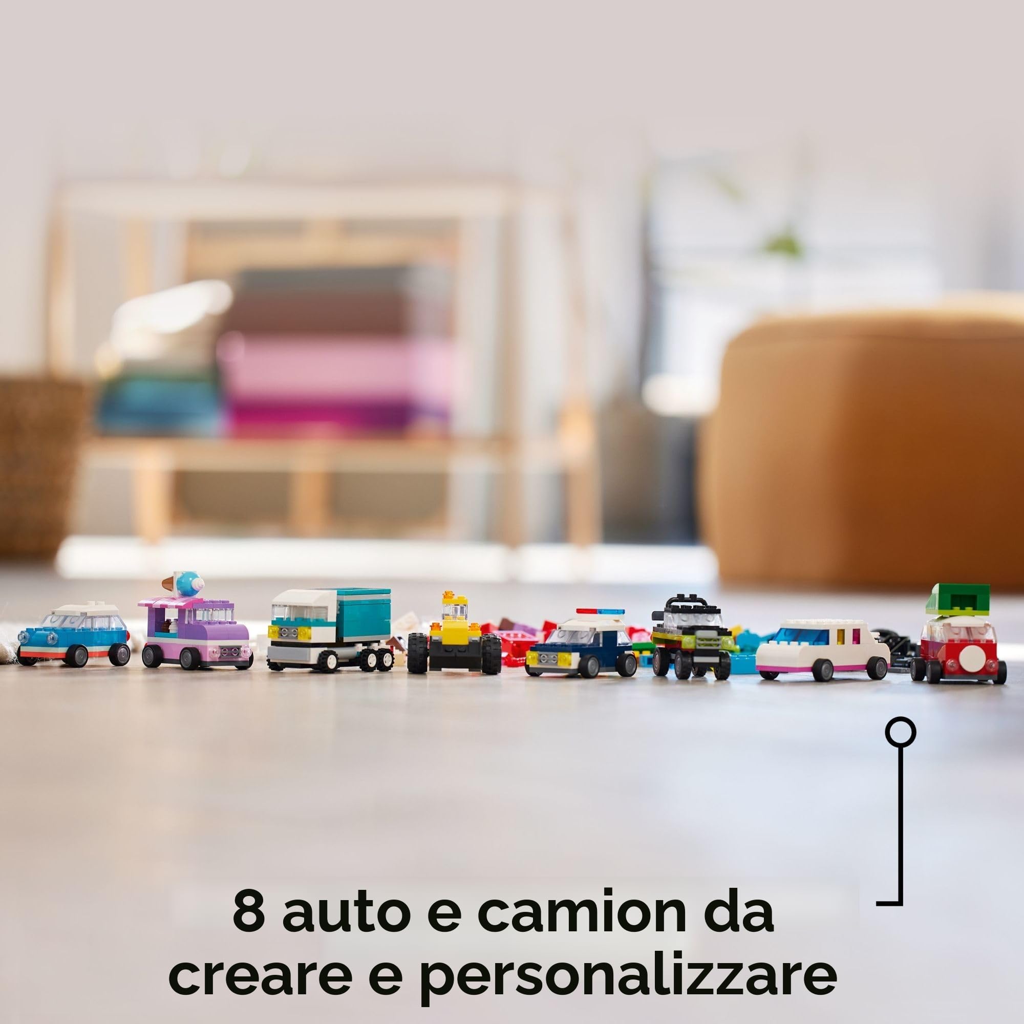 LEGO Veicoli creativi classici, kit di costruzione in mattoni colorati con camion dei gelati, giocattolo auto della polizia, modellino di auto da città e altro 11036