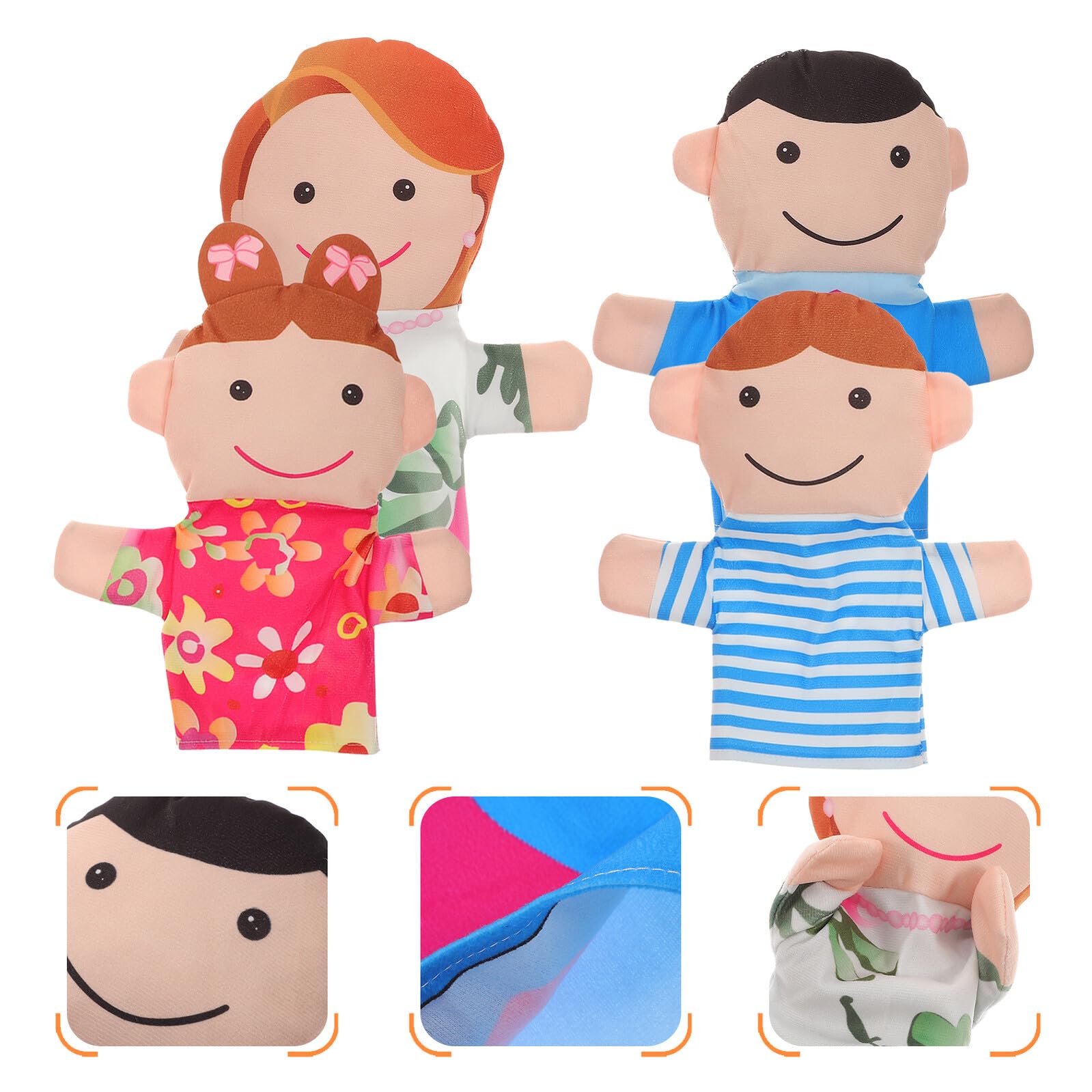 Gatuida Set Burattini a Mano Famiglia 4 Pezzi per Piccoli, Pupazzi di Peluche per Narrazione e Spettacoli Teatrali, Giochi di Ruolo e Intrattenimento Educativo