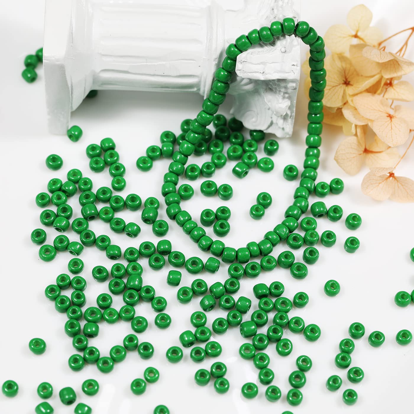 Perline Di Vetro Opaco Verde 4 Mm – 6/0, Circa 1400 Pezzi (110g) Per Creazione Gioielli, Braccialetti, Collane, Fai Da Te
