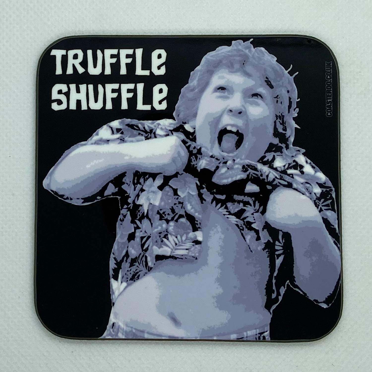 Coasteroo Black Truffle Shuffle - Chunk From The Goonies - Drinks Coaster - Hardboard - 9Cm X 9Cm - Gloss Finish