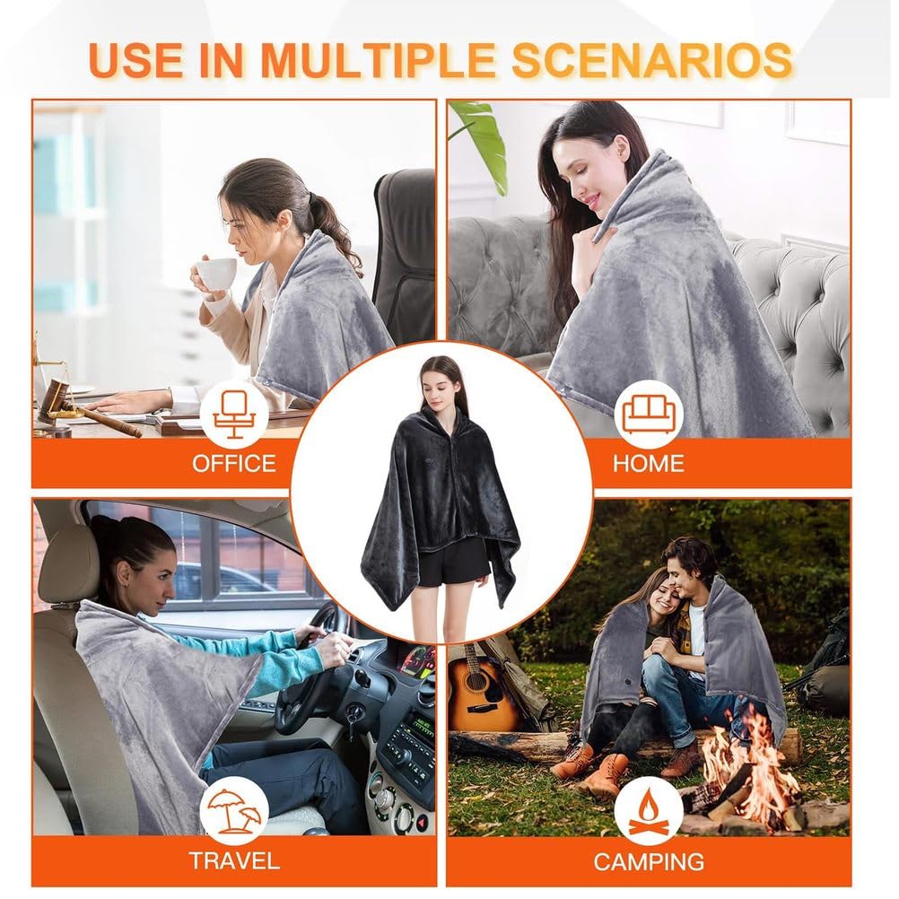 AVSMGP Manta Térmica USB Portátil Almohadilla Térmica Eléctrica con 3 Niveles De Calor Y 8 Zonas Manta De Franela Suave Lavable A Máquina para Oficina, Hogar, Camping, Viajes