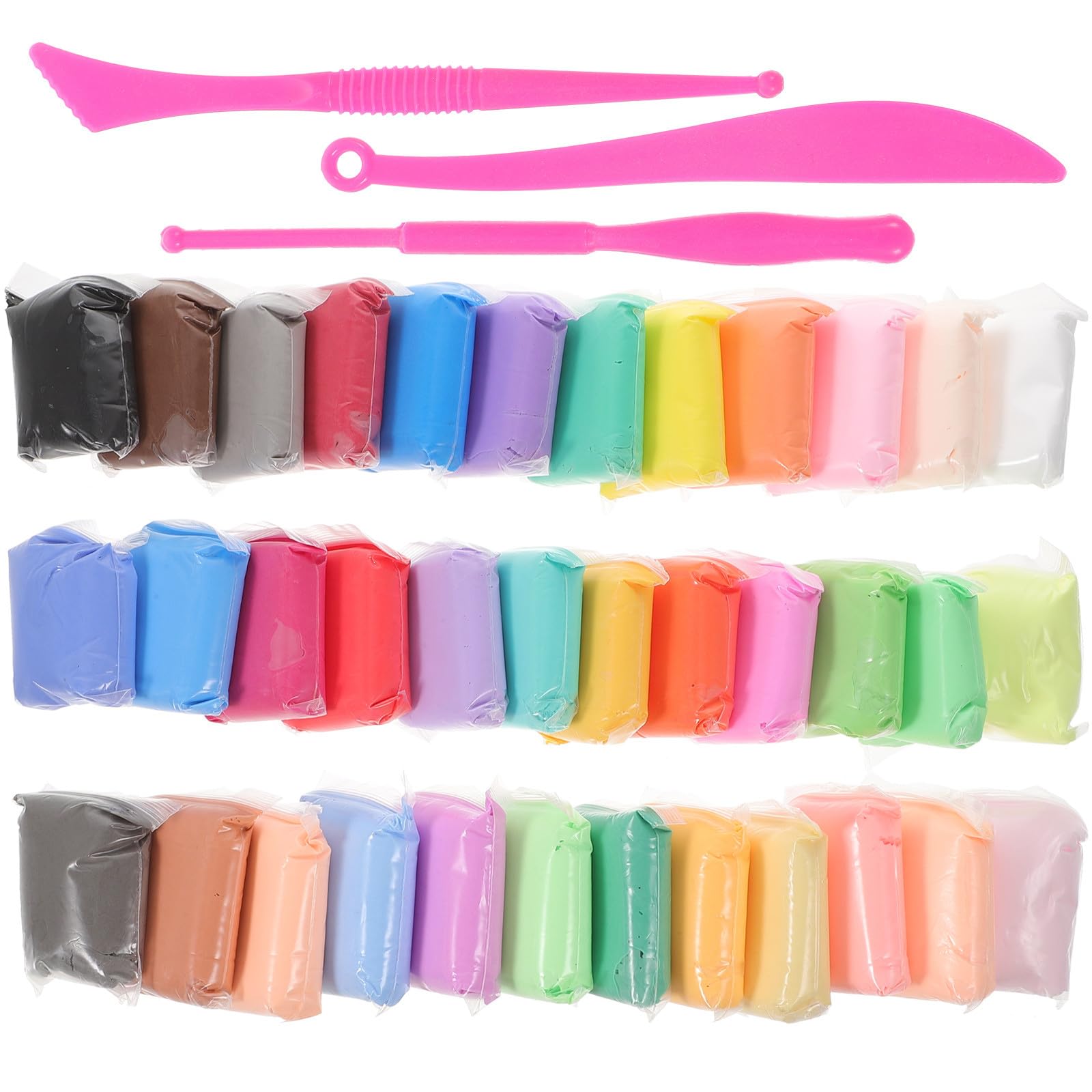 Abaodam Juego de Arcilla Polimérica para 36 Piezas, 36 Colores Bolsa Arcilla Ligera y Herramientas para Esculpir, Kit de Manualidades de Secado al Aire para Arte y Modelado Infantil