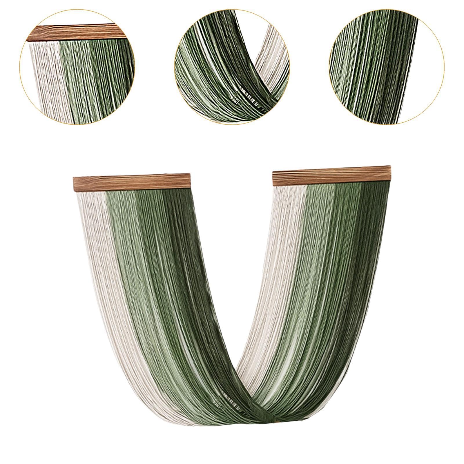 Tapiz Colgante de Macramé Tejido Artesanal Decoración de Pared Bohemia Elegante Diseño Moderno Creativo con Algodón Y Madera Adecuado para Dormitorio, Verde, Individual