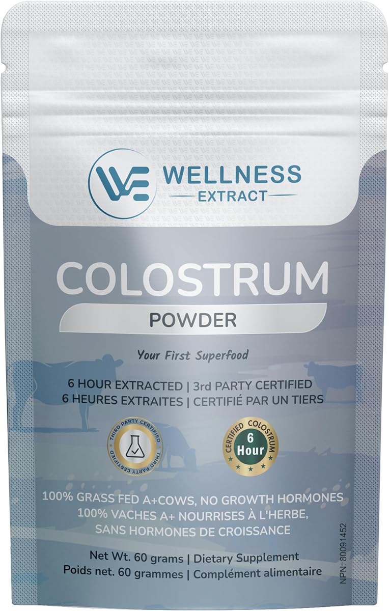 WELLNESS EXTRACT Wellness Extract Bovine Colostrum Powder Rich in Protein & Lactoferrin- The True Certified Supplement for Immune Support, Gut Health, Muscle Growth - 60g