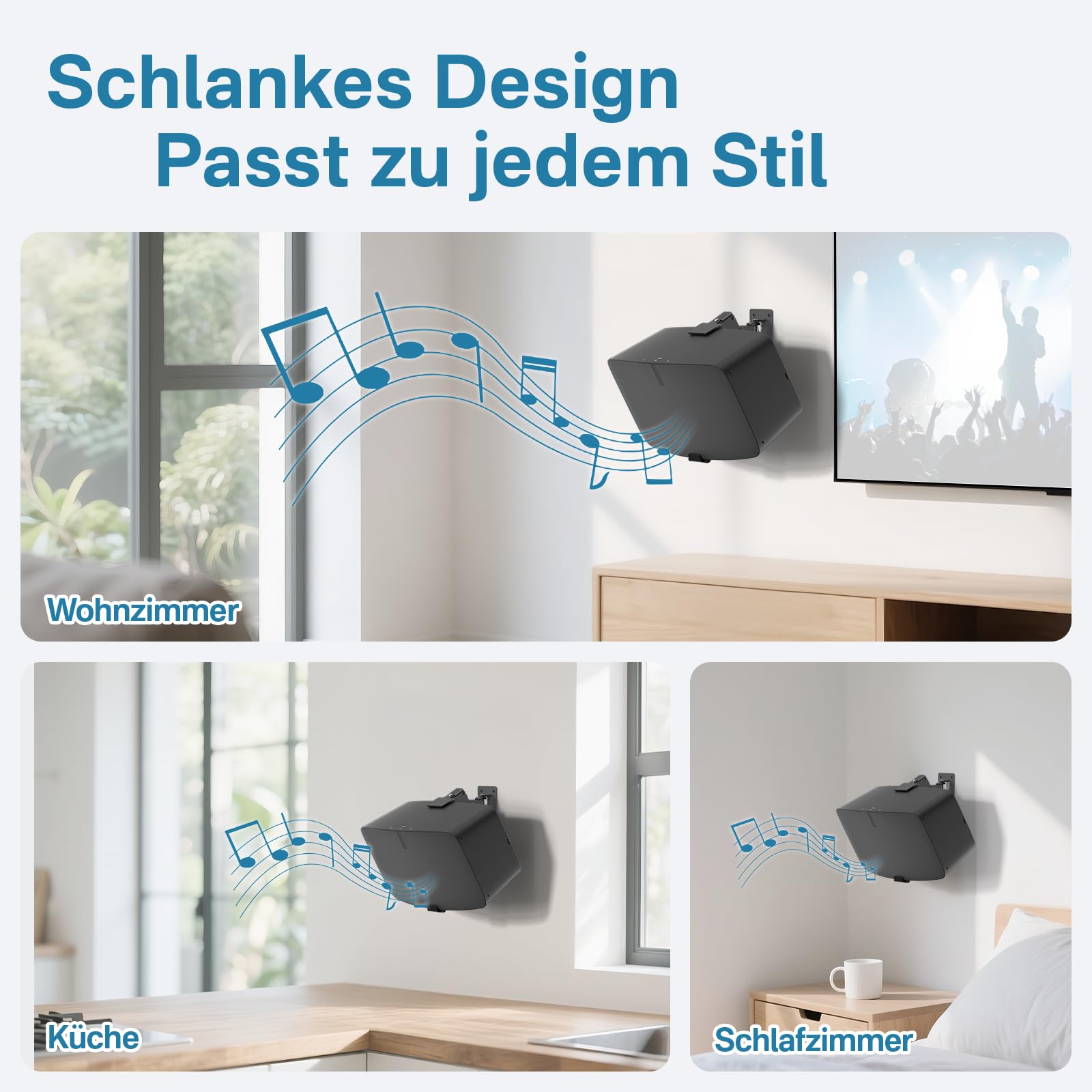notiela Supporto da parete per altoparlanti inclinabile e orientabile per Sonos 5 e Play 5 - Supporto robusto per Sonos Five e Play 5 Gen 2, nero