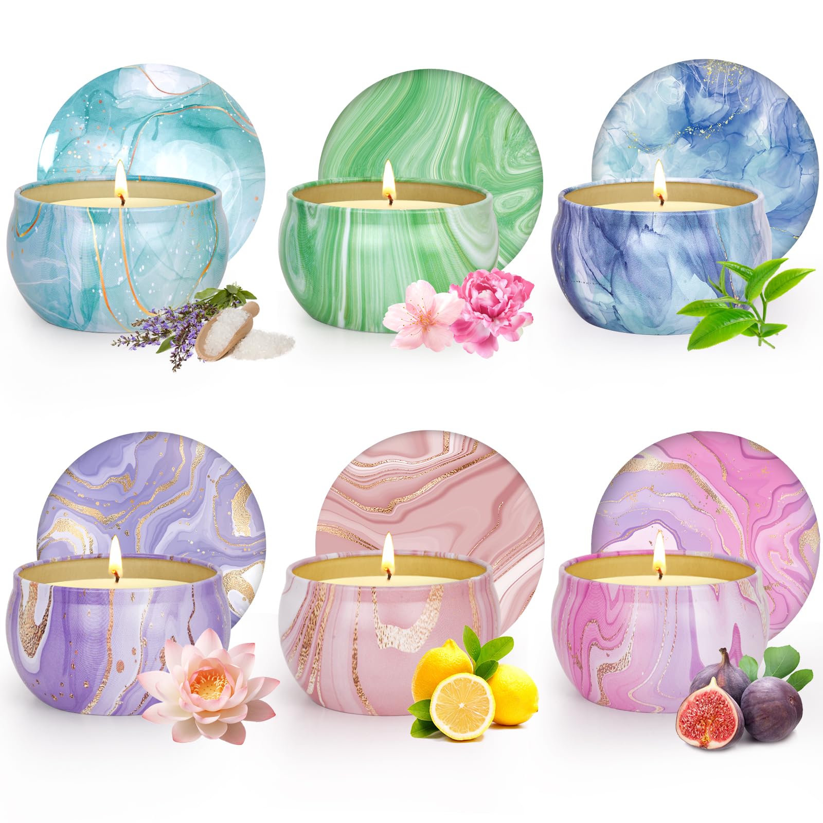 Velas Aromáticas Regalos para Mujeres, 6 Packs Velas Perfumadas,Regalos Navidad, Regalos San Valentín, Regalos Cumpleaños,Velas Perfumadas de Cera de Soja para Reducir la Presión,Mama,Amigas