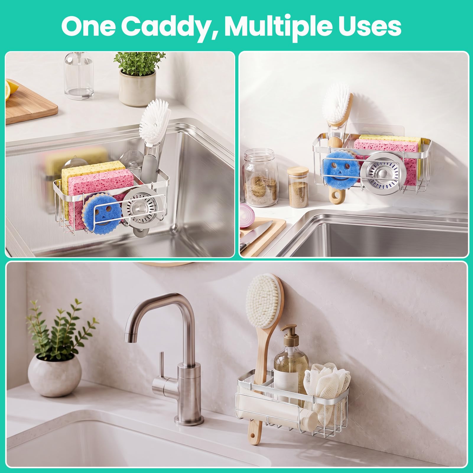 3-in-1 Sink Sponge Holder - Keep Sink Organized -5