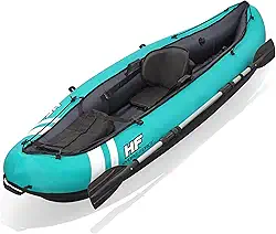 Bestway Hydroforce Ventura Kayak Conjunto de barco inflável para 1 pessoa, conjunto de barco inflável com bomba manual, remo e bolsa de armazenamento, vários estilos, azul claro