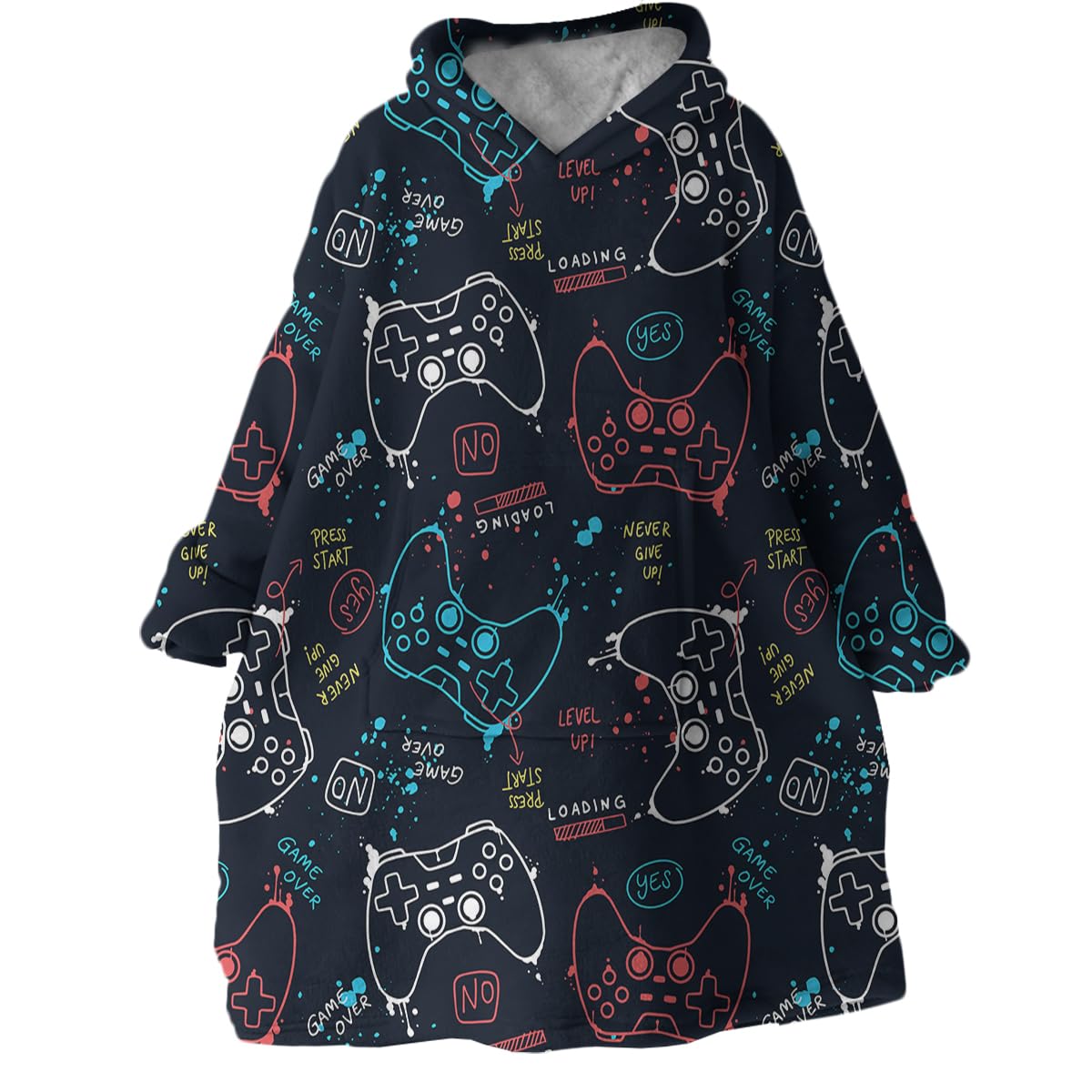 BlessLiving Video Game Wearable Blanket Hoodie, Kids 54