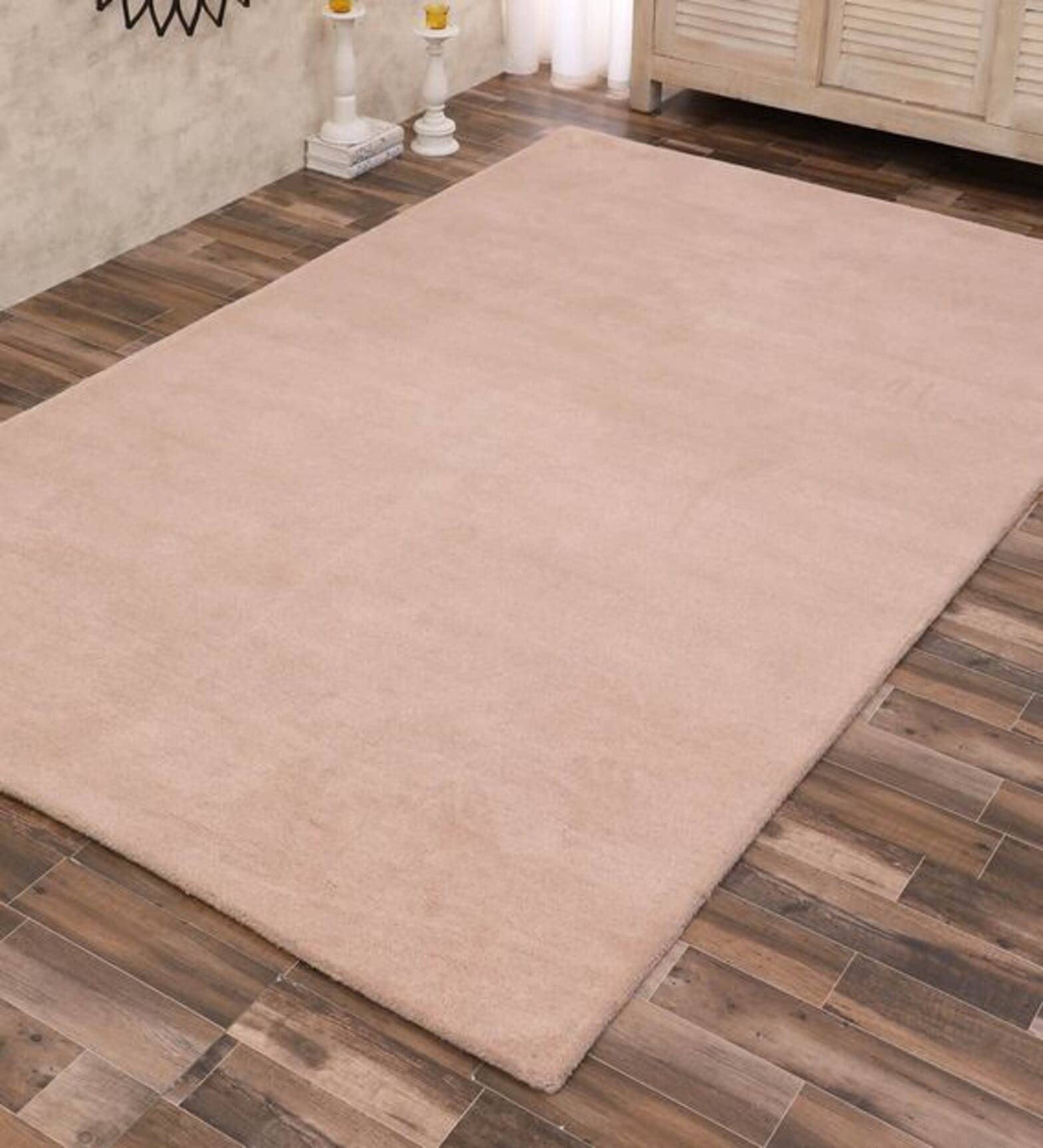 Carpet Campus Hand Tufted Modern Solid Plain Thick Carpet for Living Room,Guest Room, Bedroom,Dinning Room, Office & Also for Hall. (Light Pink, 7 x 10 Feet)