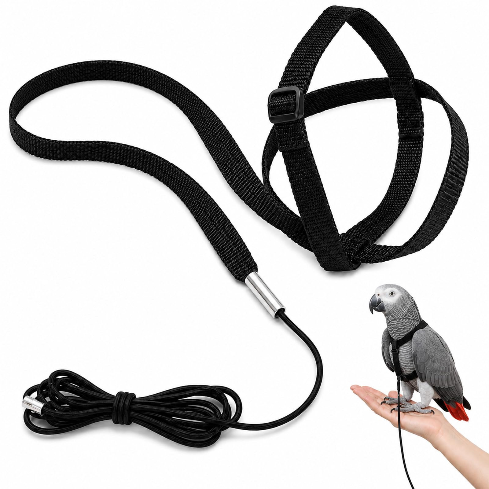 Solvind Escape Proof Bird Harness and Leash Set - Adjustable Nylon Flying Vest with Elastic Rope for Outdoor Training, Travel & Safe Flight for Parrots & Avian Pets