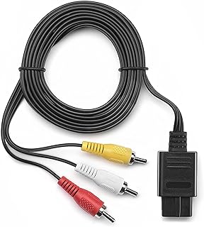 N64 to RCA Cable 6 Feet, A/V Composite Audio Video Cords Cable N64 Accessories for Nintendo N64 Gamecube GC- Black