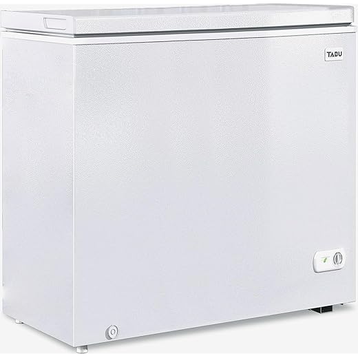 TABU 10 Cu Ft Chest Deep Freezer, Large Chest Freezer with 7 Level Adjustable Temperature,Compact Freestanding Top-opening Deep Freezer with Removable Storage Basket, White