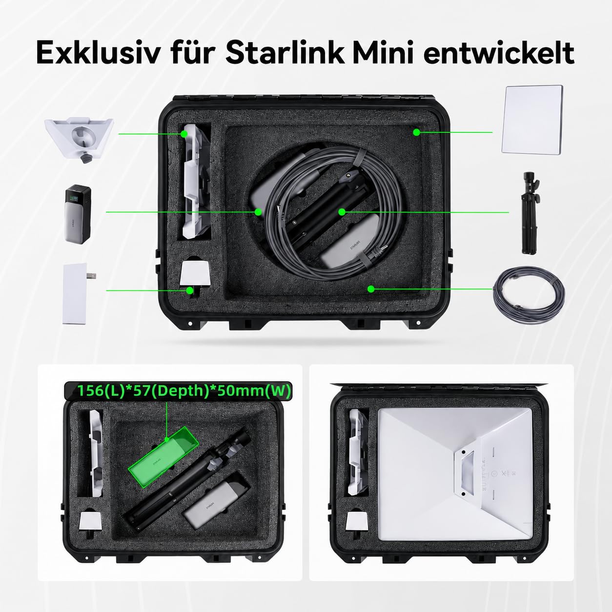 Starlink Mini Case impermeabile antiurto con spazio per accessori per supporto, adattatore tubo, cavo di alimentazione, compatibile con viaggi, campeggio e avventure all'aperto