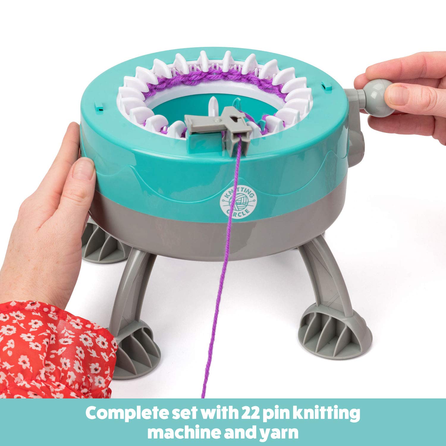 Knitting Circle Station for Kids | Kit de Manualidades para niños para Principiantes, máquina de Tejer pequeña, Guantes de Punto, Sombreros y Bufandas con Hilos de Dos Colores